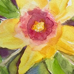Midsummer Flower “On Heather” An Original Watercolor Painting Matted 5"x7"